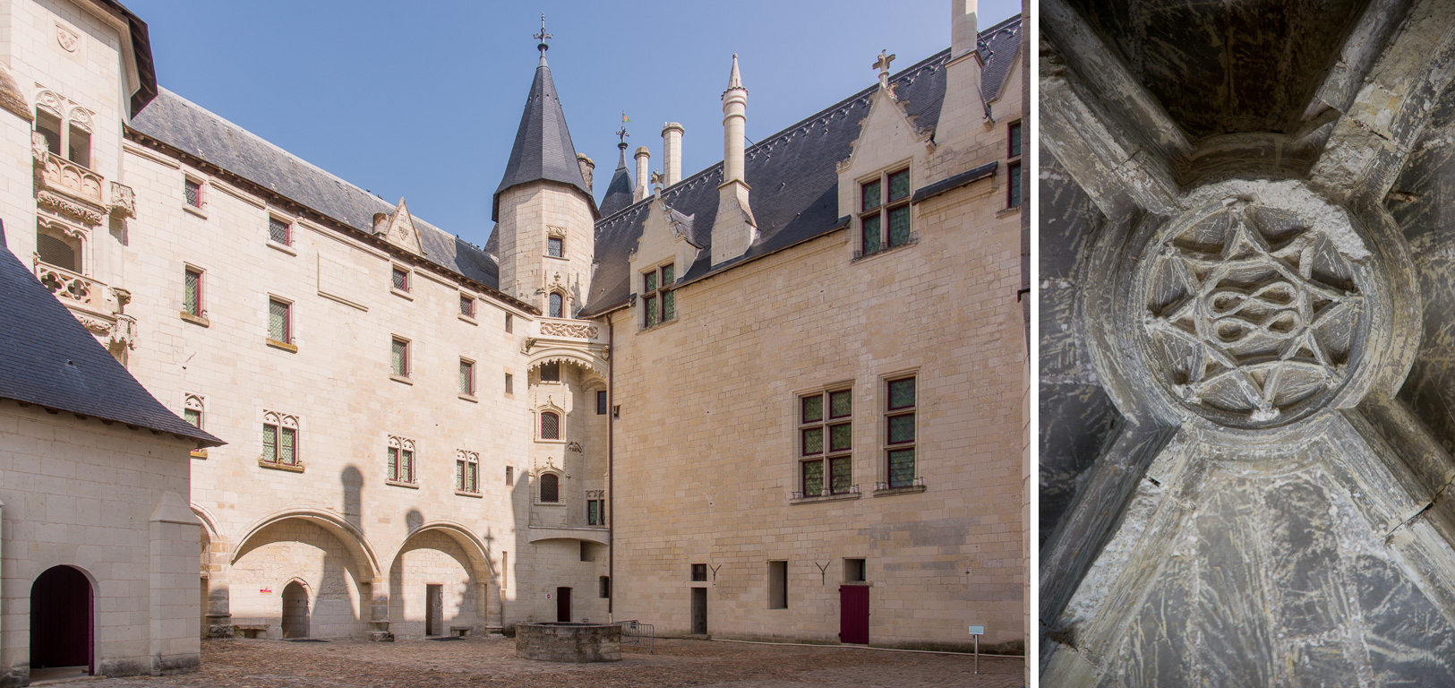 Saumur, Saumur, Château-Musée de Saumur - Cour d'honneur ET clef de voûte des lacs d'amour.